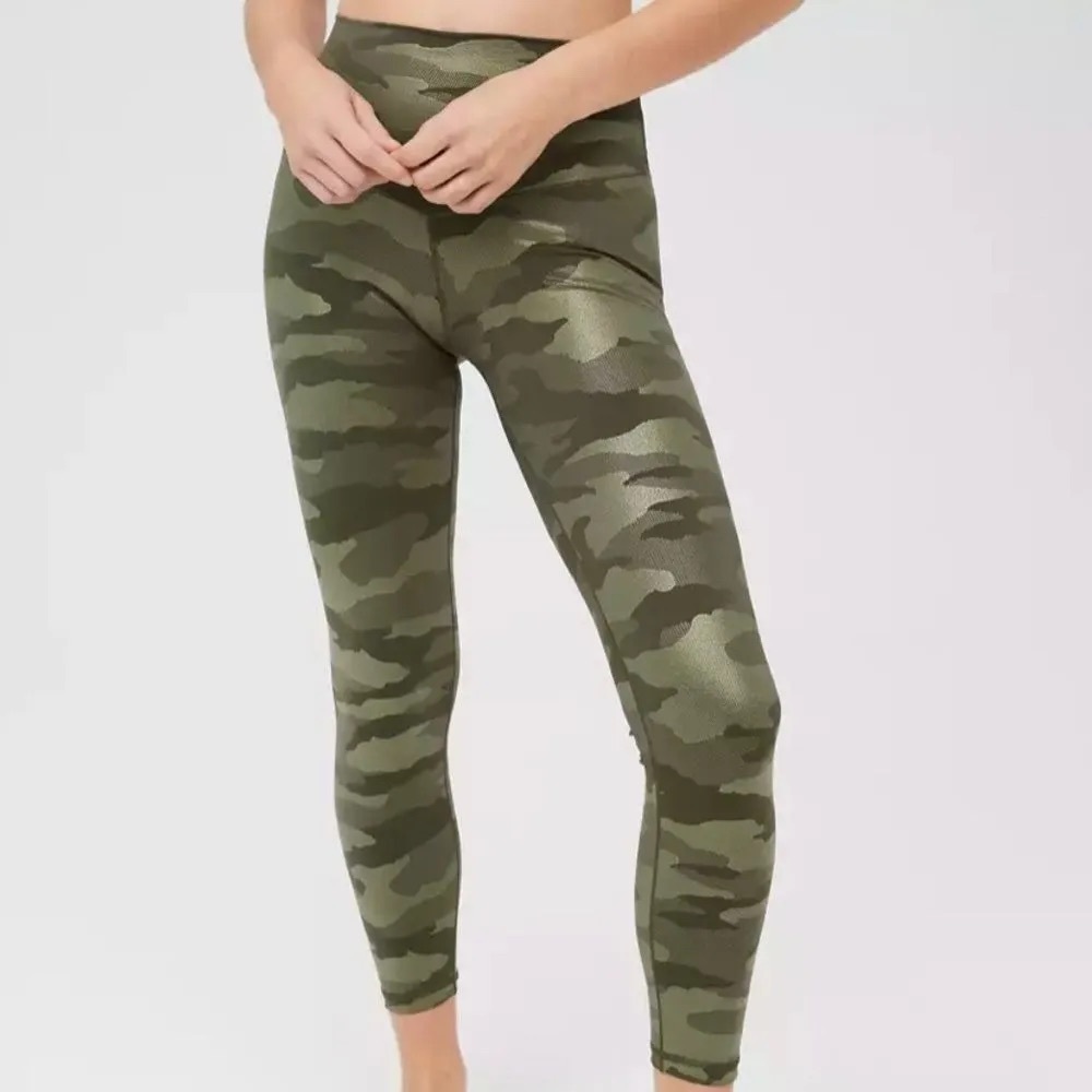 Aerie OFFLINE Real Me High Waisted Green Gold Camo‎ Legging